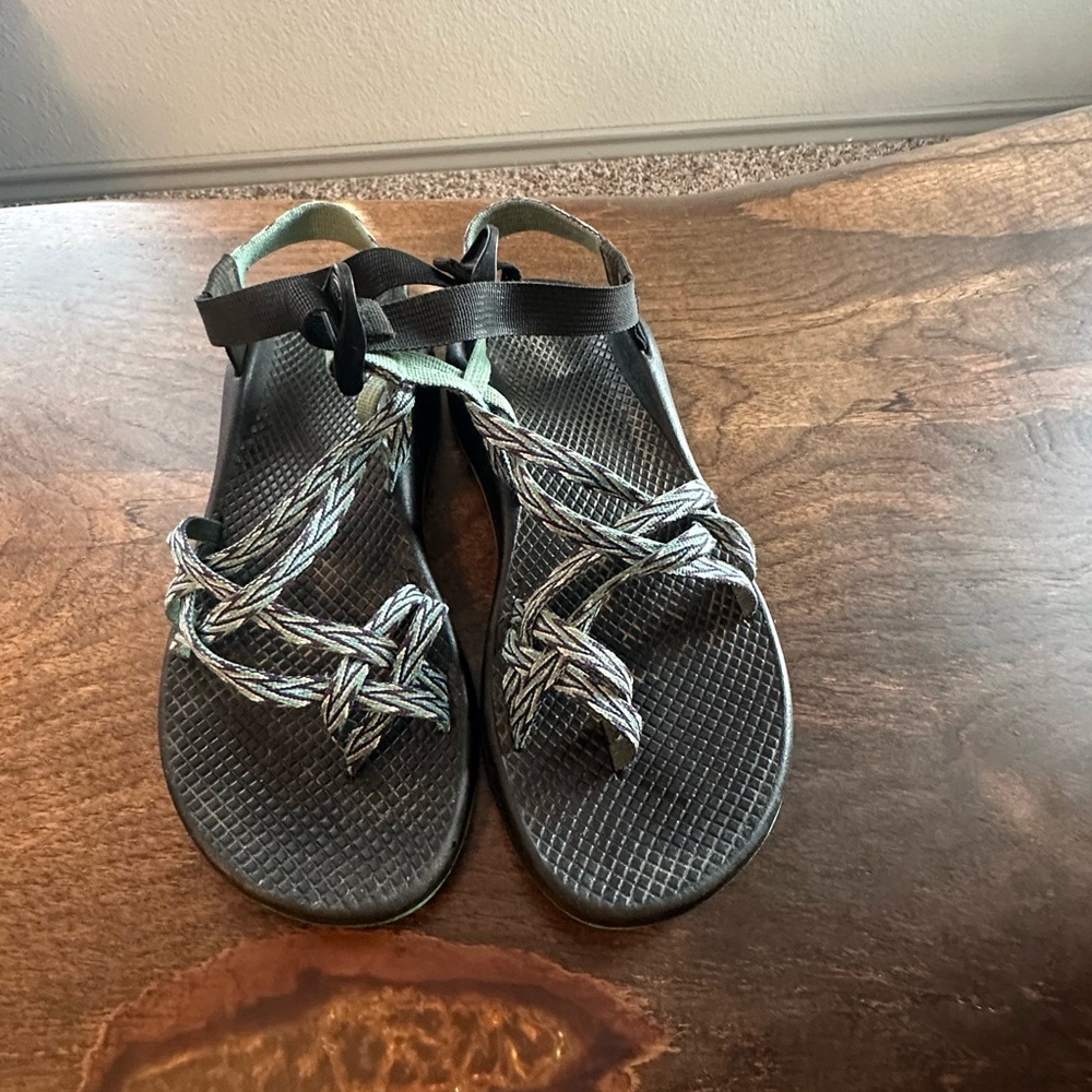 Chaco Black and Blue Woven Adventure Sandals